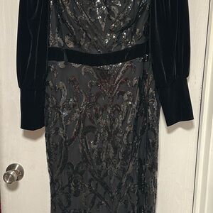 Glamorous Black Sequin Long Sleeve Dress